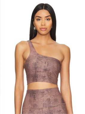 NWT BEYOND YOGA Softmark One & Only Shoulder Cropped Tank Top Neutral Snakeskin